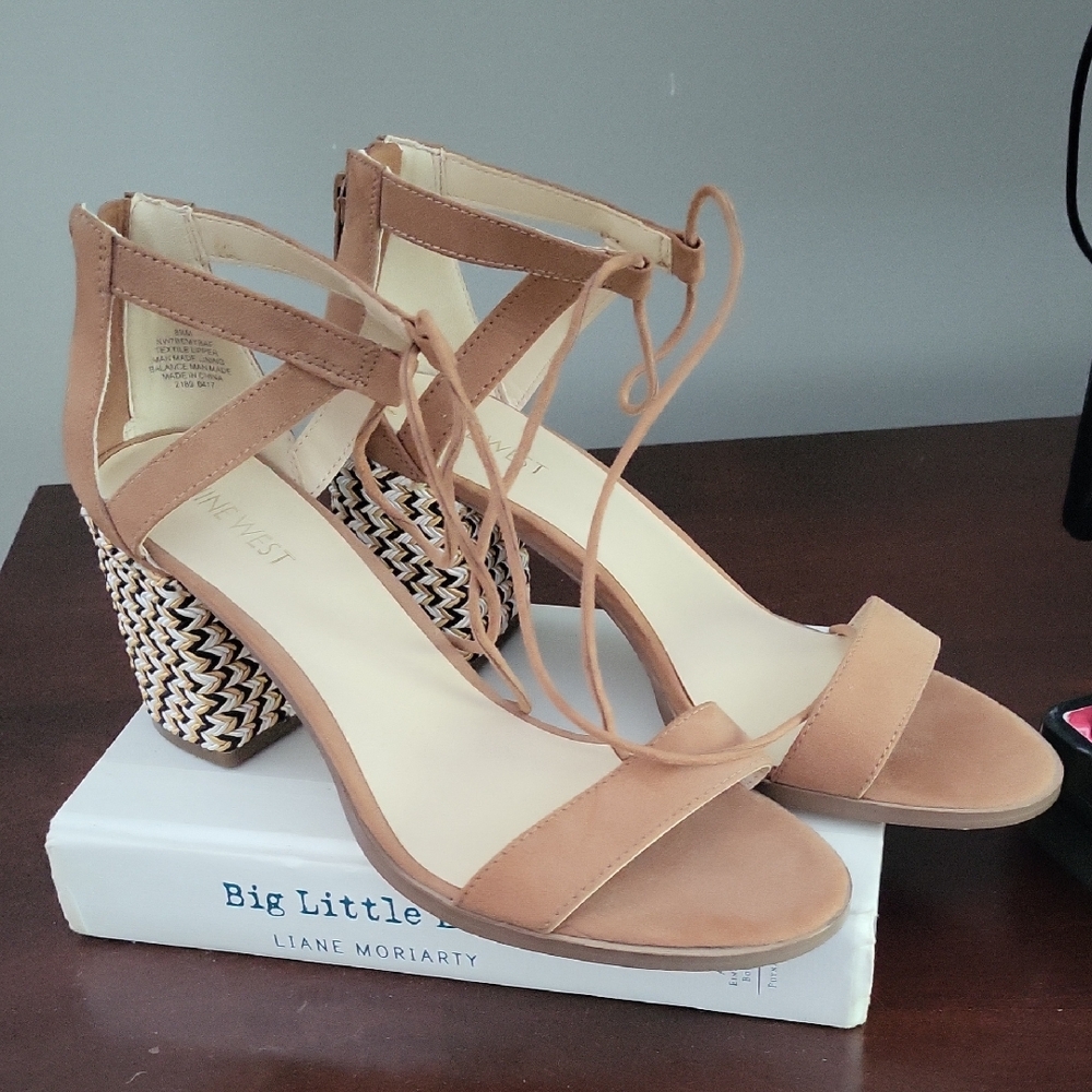 Nine West Tan Heels Strappy Block Design
